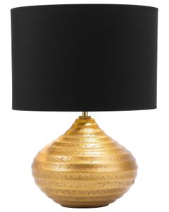 BELIANI Tischlampe Gold Keramik 42 cm Stoffschirm Schwarz Vasenform Kabel mit Schalter Modernes Design