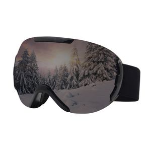 Skibrille, Double Layer Anti Fog Skibrille Damen Herren Anti-Fog Ski brille Großes Feld Sphärische Skibrille Kletterbrille(Schwarz)