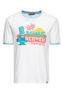 KING KEROSIN Contrast T-Shirt Mit Hawaii-Tikki Design Tiki Surfers Weiß Xxl