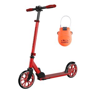 HUDORA Scooter Up 200, red inklusive Kabelschloss (Bundle)