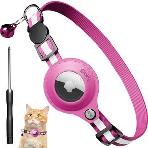 AdroitGoods Airtag Cat/Dog Collar - Pink - Gps Tracker Pet - Vhodný pre Apple AirTag