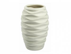 Deko Keramikvase LIPS mit Wellenrelief H. 20cm D. 13cm weiß Sandra Rich
