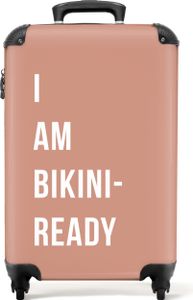 NoBoringSuitcases.com® Koffer Handgepäck Trolley Rollkoffer Kleine Reisekoffer mit 4 Rollen - Ich bin bereit für den Bikini - Pink - Zitat - Cabin Size < 55x40x23 cm & 55x40x20 cm - Fotokoffer - Kabinenkoffer - BoardgepäckHandgepäck Koffer 55x35x20 cm, 36L,