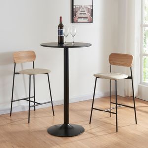 Barová židle 'Jyväskylä' Sada 2 čalouněných kovových židlí z umělé kůže 89 x 40 x 45 cm béžová