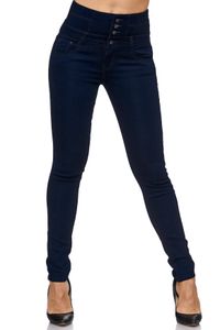 Damen Jeans High Waist Skinny Hose Stretch Shaping Effekt D2085, Farben:Dunkelblau, Größe:36