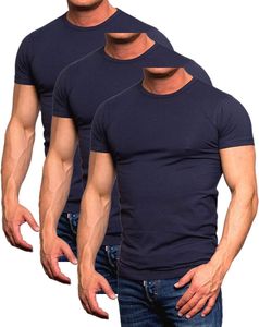 Jack & Jones 3er-Pack Herren Basic O-Neck T-Shirts Slim Fit Rundhals, 3er-Set O-Neck TS Basic 3xDunkelblau-XL