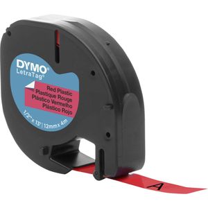 Taśma DYMO LetraTag, plastikowa 12 mm x 4 m czarno-czerwona
