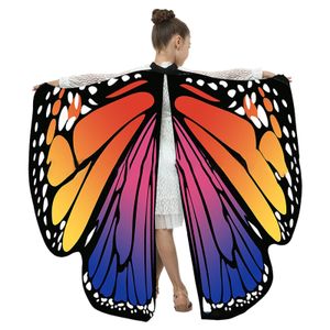 Schmetterlingsflügel-Schal, Umhang, Fee, Nymphe, Pixie, Cosplay-Zubehör, weiches, seidiges Halloween-Anziehparty-Kostüm für Frauen und Mädchen, Rosa, Rot und Blau