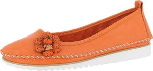 Andrea Conti Damen Ballerina bequem Leder Blume Applikation 0023645, Größe:40 EU, Farbe:Orange