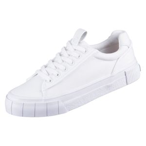 Tamaris Damen Canvas Plateau Sneaker Weiß