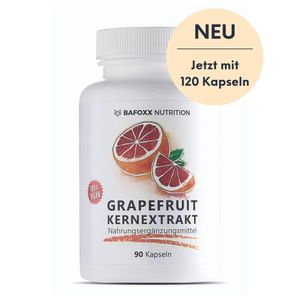 BAFOXX Nutrition® Grapefruitkernextrakt Kapseln hochdosiert - 120 Stück für 3 Monate - Naturprodukt mit 45% Flavonoide - vegan