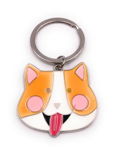 Onwomania Schlüsselanhänger Katze Kater Zunge raus frech süss silber Anhänger Keychain