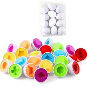 12 Stück Form und Farbe Passende Eier Osterei Spielzeug Montessori Lernspielzeug für Kinder, Form