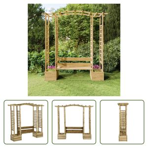 The Living Store Garten-Pergola mit Bank Pflanzkübeln Kiefernholz Imprägniert