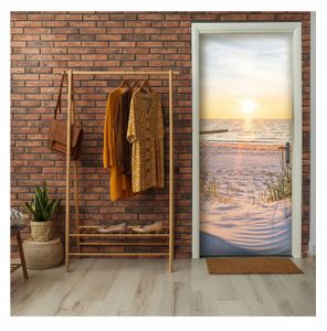 Türtapete Selbstklebend Türposter Strand Meer - 91x211 cm einteilig - Fototapete für Tür Wohnzimmer Küche Badezimmer Türaufkleber Türfolie UV-Beständig Montagefertig