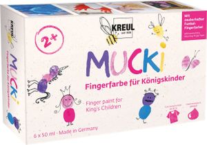 KREUL 23051 KREUL prstová farba "MUCKI" pre kráľovské deti, 50 ml, sada 6 ks