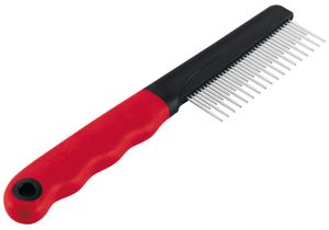tierkamm kurz und lang 20,2 cm Gummi/Stahl rot