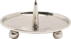 Kerzenteller Ø 8cm Innen Messing Vernickelt Vernickelt mit Dorn Teller Poliert