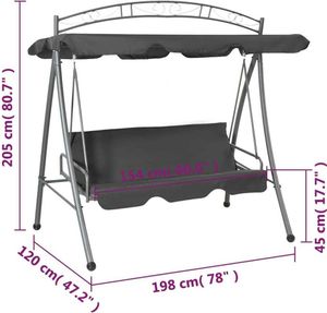 vidaXL Gartenschaukel mit Bettfunktion und Dach 198×120×205 cm Stahl vidaXL Gartenschaukel mit Bettfunktion und Dach 198×120×205 cm Stahl