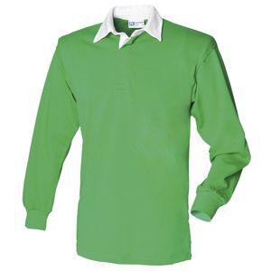 Front Row Herren Polo-Shirt, Langarm RW478 (2XL) (Hellgrün/Weiß)
