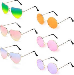 Hippie Herzförmige Brille, Transparente Candy Color Sonnenbrille für Geburtstagsfeier, Halloween, LNeuheit Party ustige Partybrillen für Erwachsene, Jungen und Mädchen