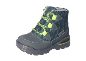 RICOSTA waschbare Boots für den Winter EMIL von PEPINO HighTech/Textil Schnürung Lammwollfutter Jungen grigio/aqua Grau/Grün/Gelb Größe 26