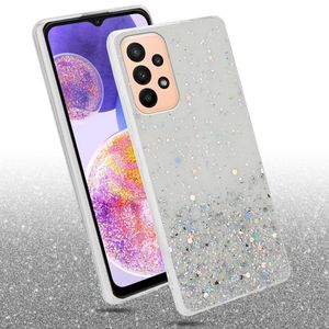 Cadorabo Hülle für Samsung Galaxy A23 4G / 5G in Transparent mit Glitter Schutzhülle aus flexiblem TPU Silikon mit funkelnden Glitter Case Cover Etui Handy Hülle