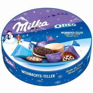 Vianočný tanier Milka a Oreo s 20 zmiešanými výrobkami Oreo 198g
