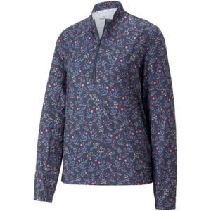 PUMA Micro Floral Cloudspun 1/4-Zip Sweatshirt Damen 02 - navy blazer/loveable S