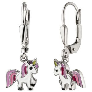 JOBO Kinder Ohrhänger Einhorn 925 Sterling Silber Kinderohrringe
