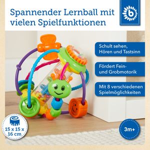 Bieco Greifball für Babys | Bunter Motorikball Baby | Vielseitiges Motorikspielzeug Baby | Baby Spielzeug ab 3 Monate | Baby Ball zum Greifen mit Baby Rassel | Greifling Baby Toys | Greifball Baby
