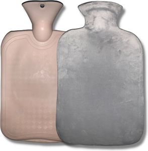 Wärmflasche mit weichem Bezug 2l - Wärmeflasche groß 2 liter flauschig - Bettflasche für Kinder und Erwachsene