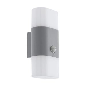 EGLO LED Außen-Wandlampe Favria, 2 flammige Außenleuchte inkl. Bewegungsmelder, Sensor-Wandleuchte aus Alu und Kunststoff, Farbe: Silber, weiß, IP44