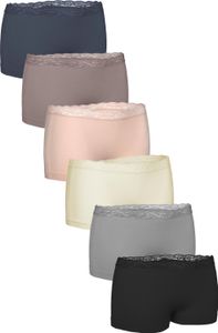 Fabio Farini - 6 Stück Damen Unterhosen - Microfaser Frauen Boxer Slip mit dezenter Spitze am Bund Fabio Farini - 6 Stück Damen Unterhosen - Microfaser Frauen Boxer Slip mit dezenter Spitze am Bund
