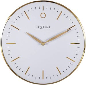 NeXtime 3256WI Small Design-Wanduhr, leise, Weiß, Gold, 30 cm