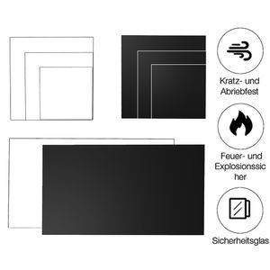 Mucola szkło kominkowe blat podstawa płyta 90x90cm ochrona przed iskrami ESG szkło bezpieczne szkło przezroczyste czarne szkło piecowe płyta szklana płyta kominkowa płyta szklana