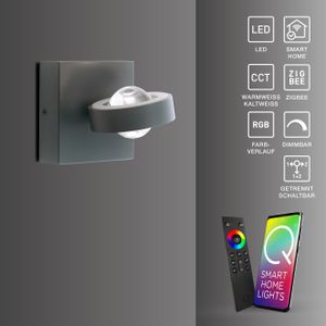 Paul Neuhaus LED Wandlampe Q - MIA Smart Home Up+Down Lichteffekt RBG Farbwechsel Fernbedienung Anthrazit Wohnzimmer, Esszimmer, Flur 9185-13, 9185-55