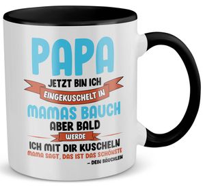22Feels Du Wirst Papa Tasse Werdender Vater Geschenk Vatertag Dad To Be Schwangerschaft Männer Kaffeetasse Geburtstag Haferl (Weiss-Schwarz)