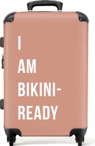 NoBoringSuitcases.com® Großer Koffer - Ich bin bereit für den Bikini - Pink - Zitat - Kombinationsschloss TSA - Hartschalen Trolley 4 Rollen - 72 liter - Reisekoffer - 66 cmKoffer Mittelgroß 67x43x25 cm, 72L,