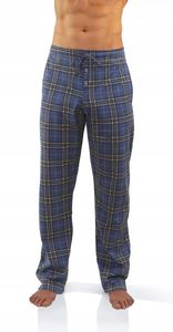 Sesto Senso Pánské kalhoty na spaní Dlouhé kostkované pyžamové kalhoty Milo2 Bavlněné zimní teplé - NR 10 - XL