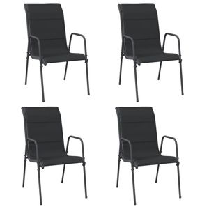 vidaXL Gartenstühle 4 Stk. Stahl und Textilene Schwarz