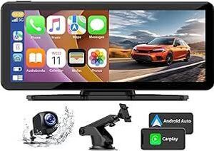 Wireless Car Stereo Screen für Carplay und Android Auto, Autoradio mit 2.5K-Front-Dashcam,1080P-Rückkamera,tragbar 6,86”Touchscreen mit Bluetooth