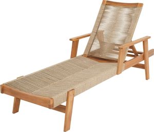 di volio Sonnenliege Alege - beige, Gartenliege aus Akazienholz, 3-stufige Rückenlehnenverstellung, wetterfest & langlebig