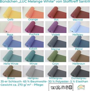 Bündchenstoff LUC Melange White Minze, Uni 270 g/m², Strickschlauch glatt/fein, 35 cm breit, 25 cm lang, Schlauch, Meterware