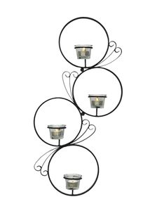 DanDiBo Wandteelichthalter Metall Schwarz Rund Wandkerzenhalter 60 cm Teelichthalter Wand Teelicht Wandleuchter Schmiedeeisen