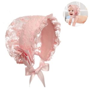 Baby Kleine Kinder Kleinkinder Atmungsaktive Spitze Motorhaube Öse Baumwolle Verstellbarer Sonnenschutzhut,Pink