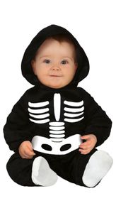 schwarzes Halloween Baby Skelett Kostüm, Größe:74/80