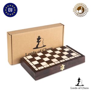 Schachspiel Holz Schachbrett Handgefertigt mit Schachfiguren für Kinder Schach Chess klappbar Antik 35x35CM