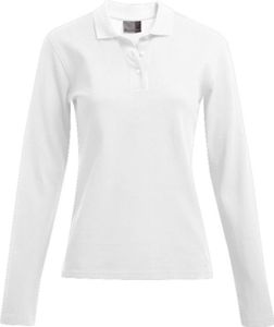 Heavy Langarm-Poloshirt Damen, Weiß, M Heavy Langarm-Poloshirt Damen, Weiß, M