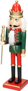 ECD Germany Nussknacker Figur Soldat, 25 cm, aus Holz, Dekofigur mit rote Krone und Zepter, handbemalt, Weihnachten Holzfigur König Puppet Marionette Ornament Traditioneller Nussbrecher Weihnachtsdeko Statue